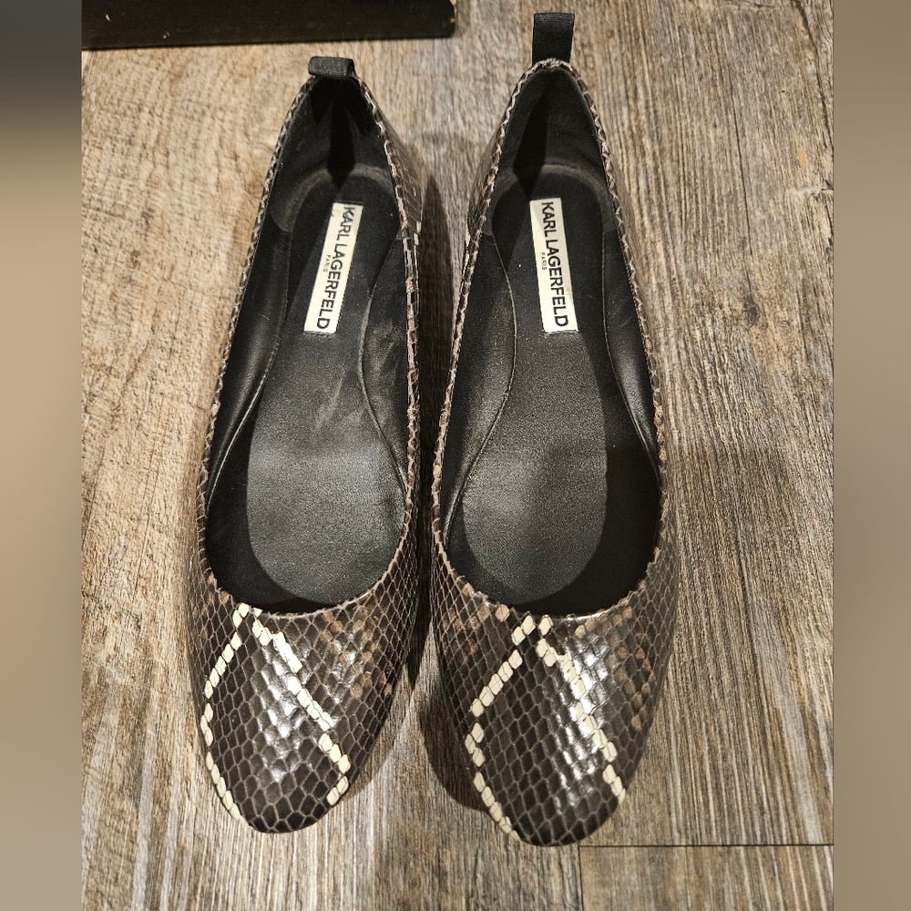 Karl Lagerfeld Vada Snake Print Leather Flats